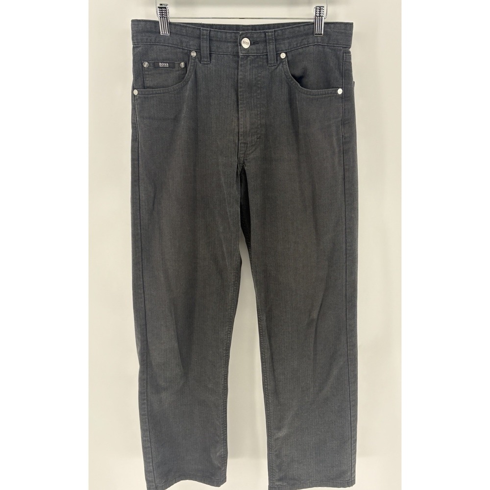 Hugo Boss Alabama Herringbone Chinos Mens (32x29) Gray Straight Leg 5 Pocket